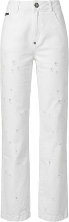 Philipp Plein Jeans Straight Cut - Dames - Regular Fit Jeans - Wit - W26 - Katoen - Jeans