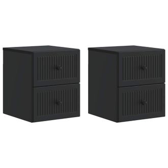 vidaXL Mesita De Noche De Pared 2 Pcs Negro 33 X 34,5 X 40 Cm Vidaxl