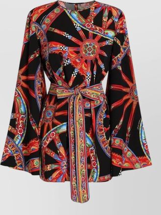Dolce & Gabbana silk printed long-sleeve mini dress