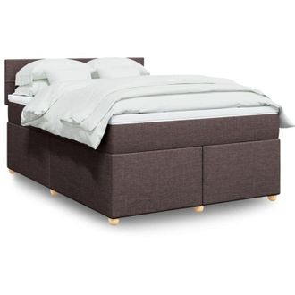 vidaXL Vidaxl - Cama Box Spring Con Colch&oacute;n Tela Marr&oacute;n Oscuro 140x190 Cm