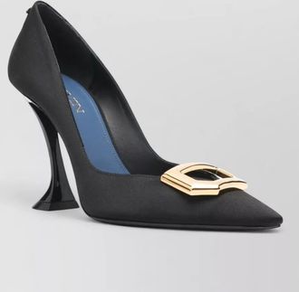 Lanvin pumps sculpted heel pointed toe gold tone buckle