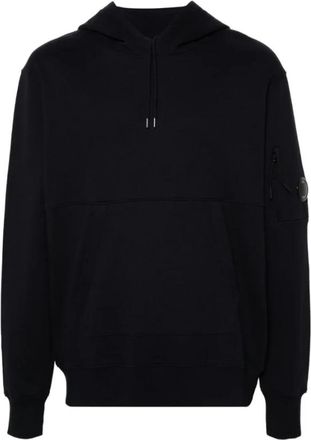C.P. Company Blauwe Katoenen Logodetail Sweatshirt - Heren - Hoodies - Blauw - 2XL - Katoen - Hoodies & sweatvesten