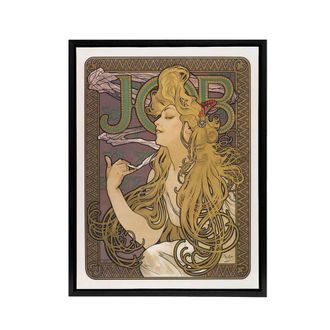 Artery8 Job Paper Vintage Advert Art Nouveau Framed Canvas Wall Art Print Mucha in Purple | Size: W24 x H32