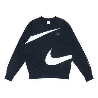 Nike Mens Nike Swoosh Ft Crew Large Logo Printing Knit Round Neck Pullover Autumn Black DD6097-010
