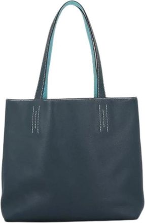 Herm&egrave;s Pre-owned Vintage Tote Bag - Dames - Vintage Shopper - Blauw - ONE Size - Leer - Vintage