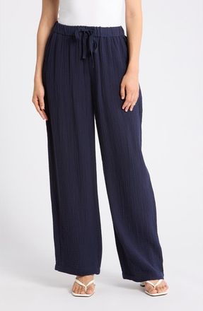 Eileen Fisher Organic Cotton Wide Leg Pants in Ink at Nordstrom Rack, Size Xx-Small