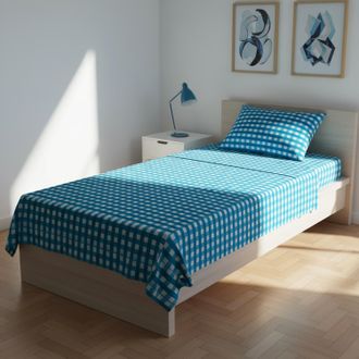 KASANOVA Completo letto singolo quadretti azzurri