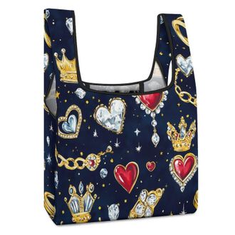 Generic Jewelry Rings Necklace Reusable Shopping Bags Lightweight Foldable Grocery Bag Polyester Washable Tote Bag