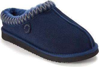 Dearfoams Fireside Grafton Genuine Shearling Clog Slipper with Embroidery in Dark Blue at Nordstrom, Size 13