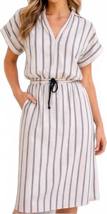 Starkx Elaine Linen Stripe Top In Oatmeal/grey