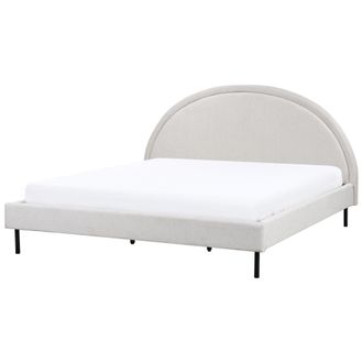 Beliani Cama Minimalista De Tela Tapicer&iacute;a Poli&eacute;ster Somier Cabecero Semicircular 180 X 200 Cm Gris Claro Margut