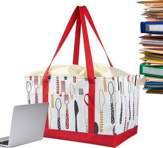 Generic Grocery Shopping Bags - 42x26x27cm Multi Pocket Drawstring Tote, Sturdy Reusable Grocery Bag, Spacious Carrying Carrier | For Household Outdoor Trips 