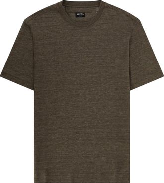 Ermenegildo Zegna Brown Solid Crew Neck T-Shirt