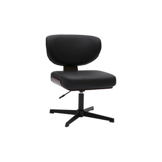 Miliboo Silla De Oficina Negra Y Madera Oscura Nogal Hanz