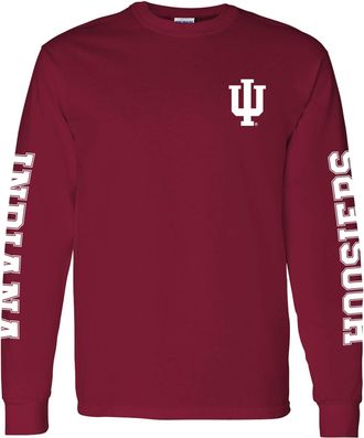 UGP Campus Apparel AL1120 - Indiana Hoosiers Double Sleeve Print Long Sleeve - Large - Cardinal