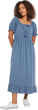 M&Co Womens Acid Wash Tassel Detail Dress - Womens Blue
