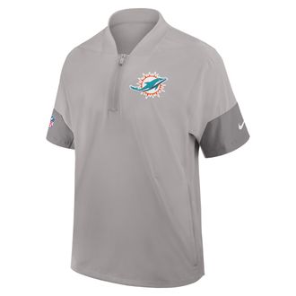 Nike Miami Dolphins Sideline Coach Nike Mens NFL 1/2-Zip Short-Sleeve Jacket in Grey | 03BO0DPT9P-2J5