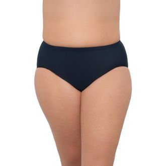 Aqua Green Plus Size Mid Rise Tummy Control Swim Brief in True Navy at Nordstrom, Size 2X