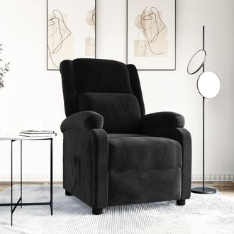 vidaXL Sill&oacute;n Reclinable De Terciopelo Negro Vidaxl