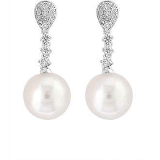 Effy 925 Sterling Silver Diamond,Fresh Water Pearl Earrings in Hematite And Fw Blush Pearl at Nordstrom