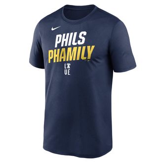 Nike Philadelphia Phillies City Connect Team Phrase Script Nike Mens Dri-FIT MLB T-Shirt in Blue | NKGK44BPP-TG9