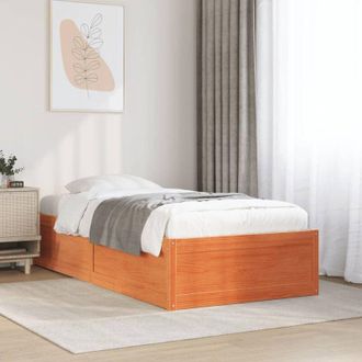 vidaXL Vidaxl - Estructura De Cama Sin Colch&oacute;n Madera Maciza Marr&oacute;n 90x190 Cm