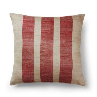 Sustainable Threads Striped Silk Pillow with Down-Alternative Insert in Raspberry at Nordstrom