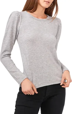 1.State Top Womens Silver Heather Long Sleeve Crew Neck Pullover JZZ300