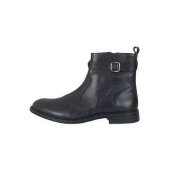 Emporio Armani Klassieke zwarte leren enkellaarsjes - Heren - Enkellaarsjes - Zwart - 41 EU - Leer - Schoenen