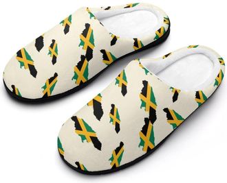 Generic Flag Map of Jamaica Cotton Slippers for Women Indoor Outdoor Slipper Slip-On Memory Foam Home Shoes