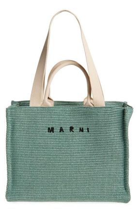 Marni Small Woven Tote Bag in Sea/Green at Nordstrom