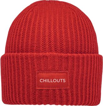 Chillouts Strickm&uuml;tze CHILLOUTS Kara Hat, rot, Rippstrick, Kunstfaser, unifarben, M&uuml;tzen Strickm&uuml;tze, dicker Rippenstrick