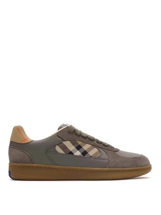 Burberry Terrace Sneaker In Leather Suede And Check