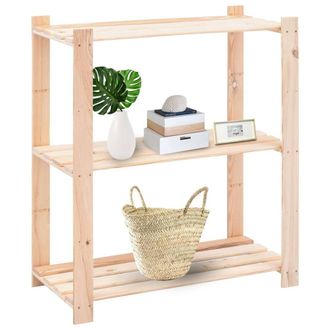 Berkfield Home 3-Tier Storage Racks 3 pcs 80x38x90 cm Solid Pinewood 150 kg in Beige | Size: 80 x 38 x 90 cm