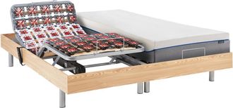 Vente-Unique Set da relax sole sospensioni memory foam HESIODE III di YSMÉE - motori OKIN - quercia naturale - 2x90x200 cm