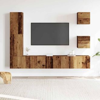 Berkfield Home Classic 5 Piece TV Cabinet Set Wall-mounted Old Wood Engineered Wood