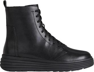 Geox Phaolae Enkellaarsjes - Dames - Veterlaarzen - Zwart - 36 EU - Leer - Schoenen
