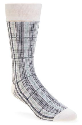 Thom Browne Plaid Jacquard Cotton Blend Socks in White at Nordstrom