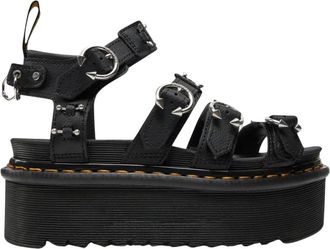 Dr. Martens Schoenen, Dames, Zwart, 40 EU, Studded Leren Plateau Sandaal