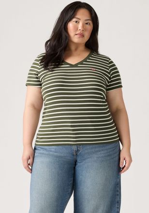 Levi's Plus Kurzarmshirt LEVIS PLUS V NECK TEE, Damen, Gr. XXXL (54/56), stripe deep depths, Jersey, Obermaterial: 100% Baumwolle, gestreift, figurumspielend h&uuml;ft