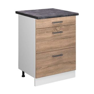 Vicco Mueble Bajo De Cocina R-line, Sonoma, 60 Cm Con Cajones, Et Antracita