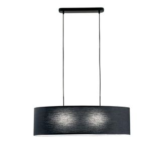 Luce-Ambiente-Design Metal Ceiling Light with Black Fabric Diffuser 150x78 Cm