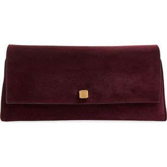 Khaite Audrey Suede Clutch in Rouge Noir at Nordstrom