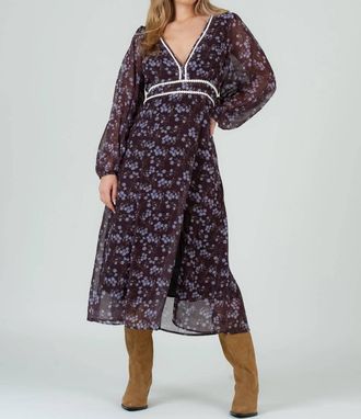 Lucca Couture Laurie Prairie Floral Midi Dress In Iris Floral