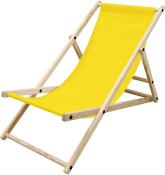 ECD Germany Silla de playa amarilla madera pino tejido oxford carga hasta 120kg