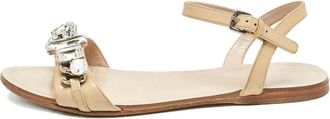 Miu Miu Sandalen met gesp en kristallen - Beige