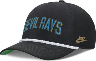 Nike Tampa Bay Rays Rise Nike Mens MLB Adjustable Hat in Black | NB4508ZETDV-D8K