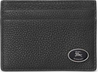 Burberry Accessoires, Heren, Zwart, ONE Size, Leer, Kaarthouder van leer met monogrammotief