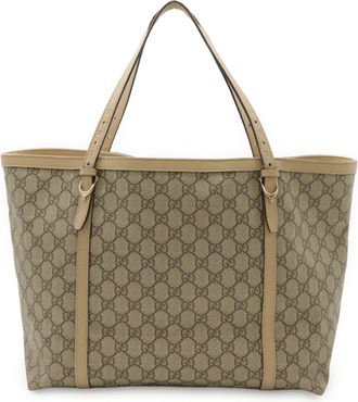 Gucci Beige Sand Gg Supreme Leather Shoulder Bag Tote Bag (Pre-Owned)