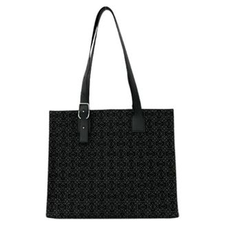 Loewe Pre-owned Anagram Canvas Leather Tote bag - Dames - Vintage Shopper - Zwart - ONE Size - Leer - Vintage